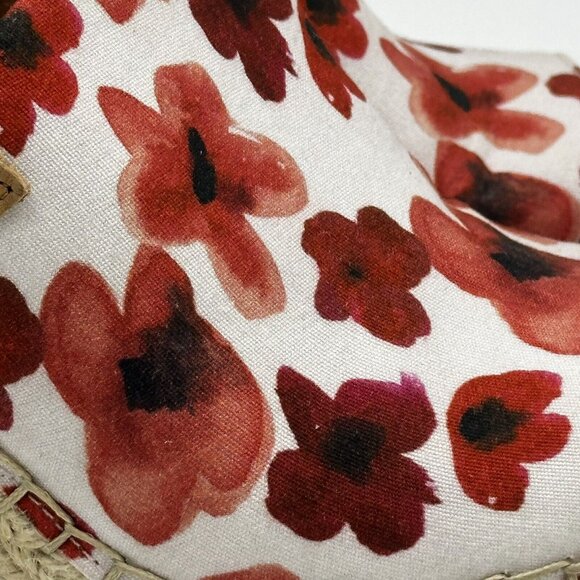 TOMS Sandals Womens 8 Monica Poppy Casual Slingback Wedge Red Floral 10013451 - Picture 2 of 8